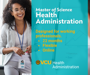 Master of Science Health Administration Designed for Working Professionals. 22 months. Flexible. Online.