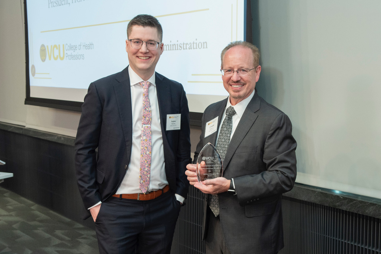 Stephen Mosher, who holds an M.S. in health administration from VCU, with Ron Johnson, FACHE, MHA ’94.