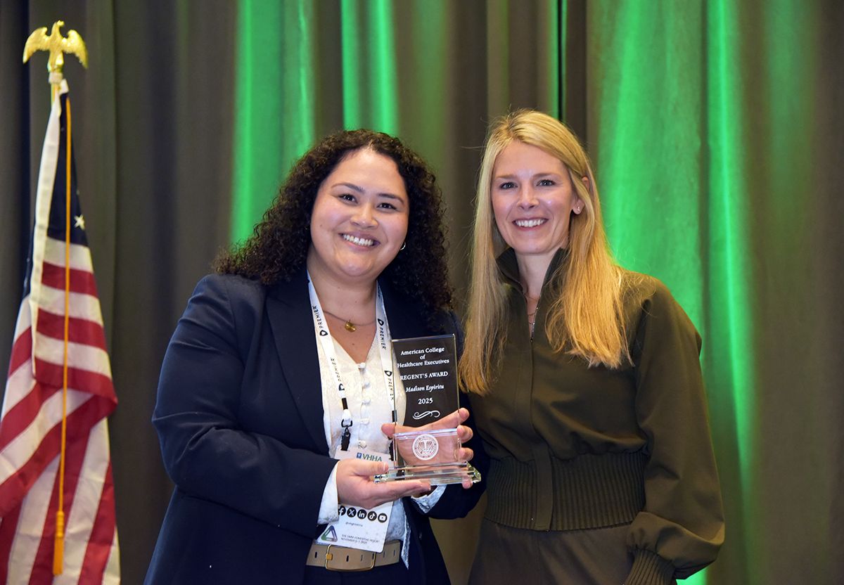 Madison Espiritu receiving ACHE award